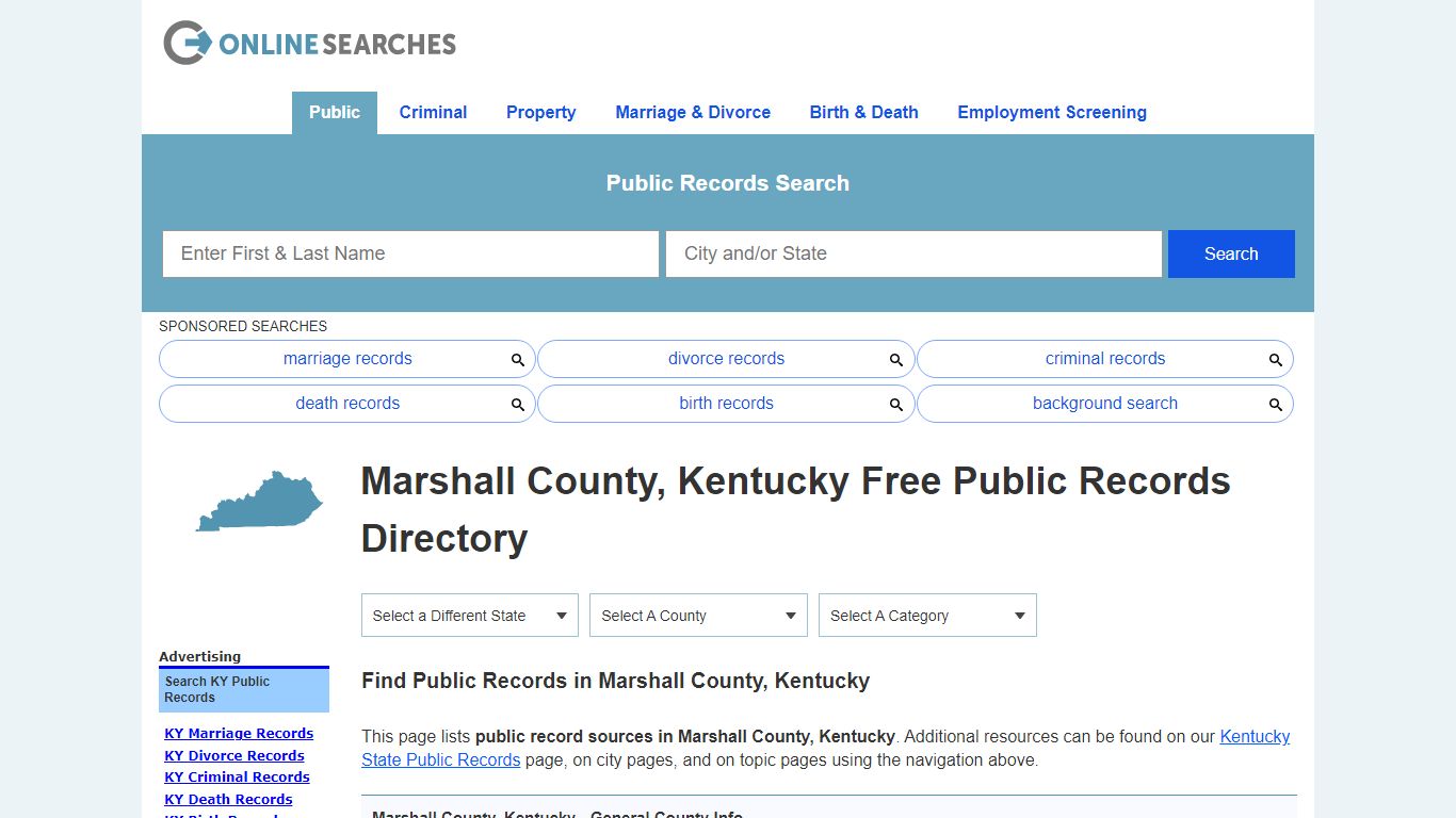 Marshall County, Kentucky Public Records Directory