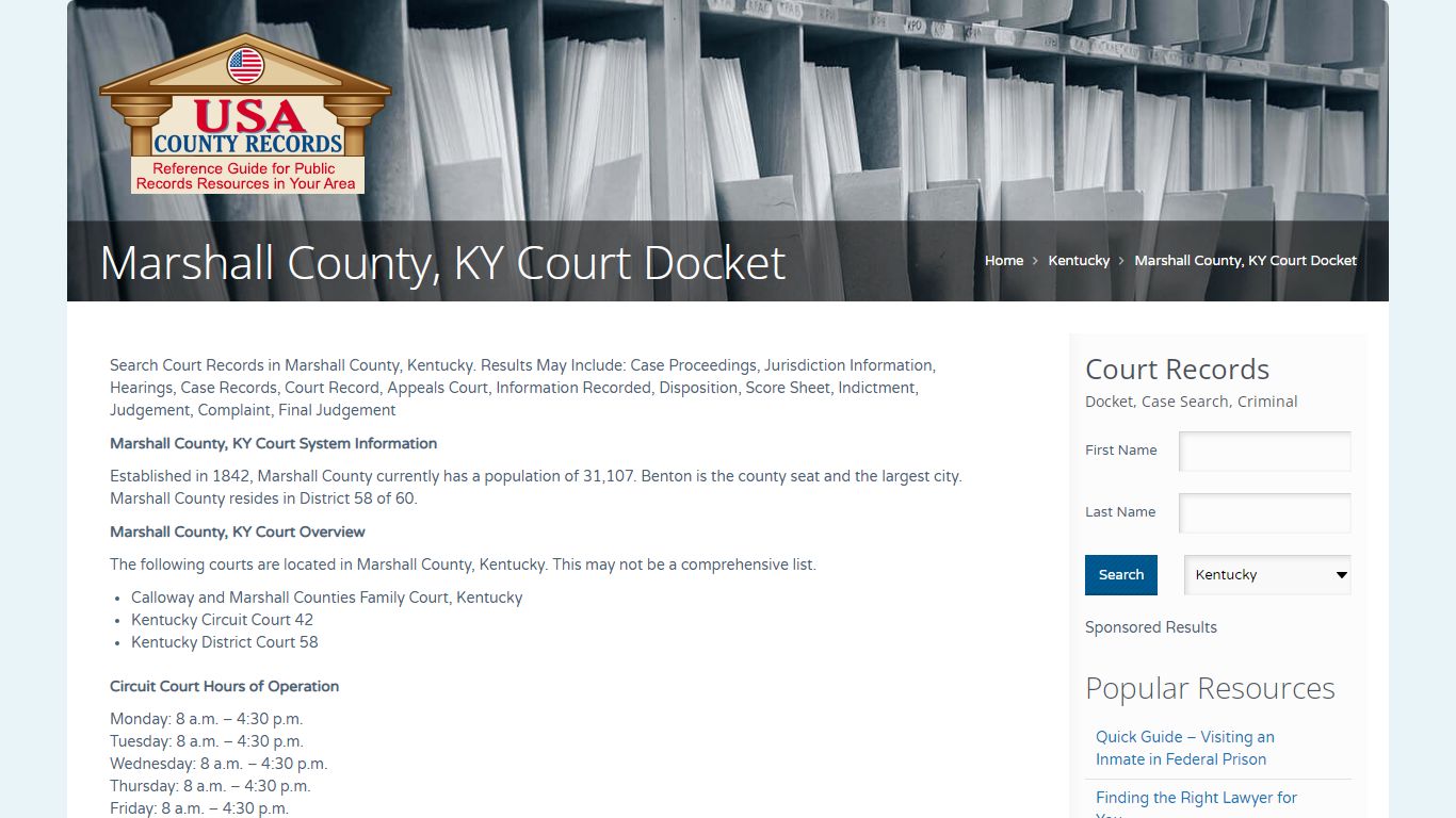 Marshall County, KY Court Docket | Name Search