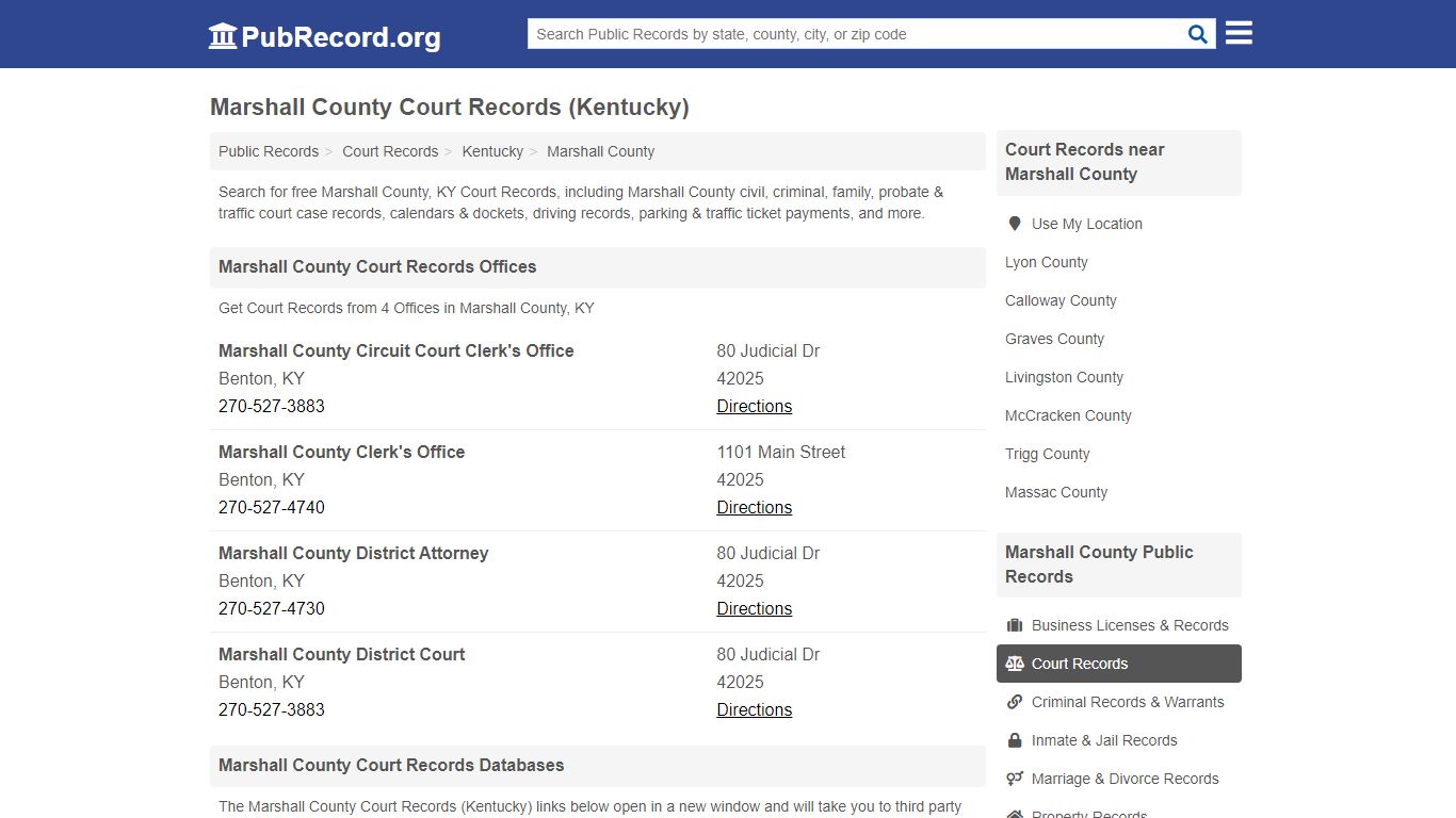 Free Marshall County Court Records (Kentucky Court Records) - PubRecord.org